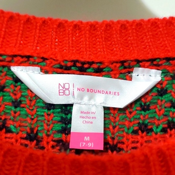 No Boundaries Santa's Bestie Christmas Sweater Junior’s M (7-9) Nwt - Picture 3 of 7